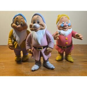 (3) Vintage 1992 Grumpy Disney Snow White Seven Dwarfs Vinyl Plastic 6” Figure